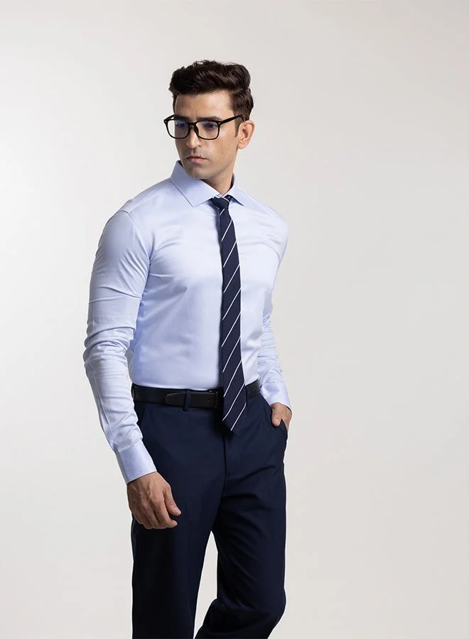 MANNERISM  The Non Iron Professional Blue Dress Shirt with Semi Cut Away Collar & Crisp Structure for Men | Best Price UAE