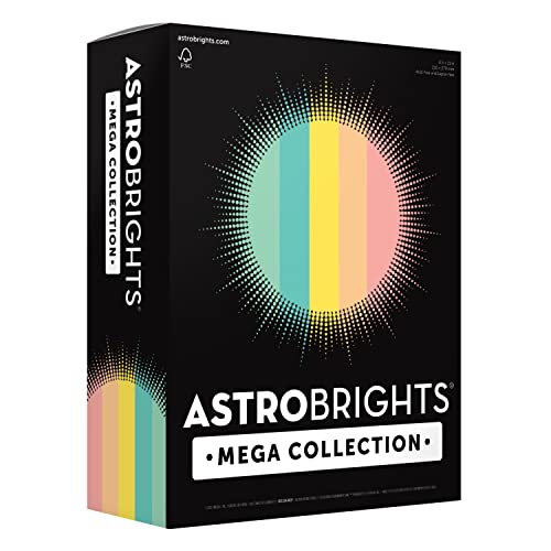Astrobrights مجموعة أستروبرايتس ميغا، ورق ملون، مجموعة ألوان باستيل زاهية 5 ألوان، 320 ورقة، 65 رطل/176 جرام، 8.5" × 11" - المزيد من الأوراق! (91780) - Image 1