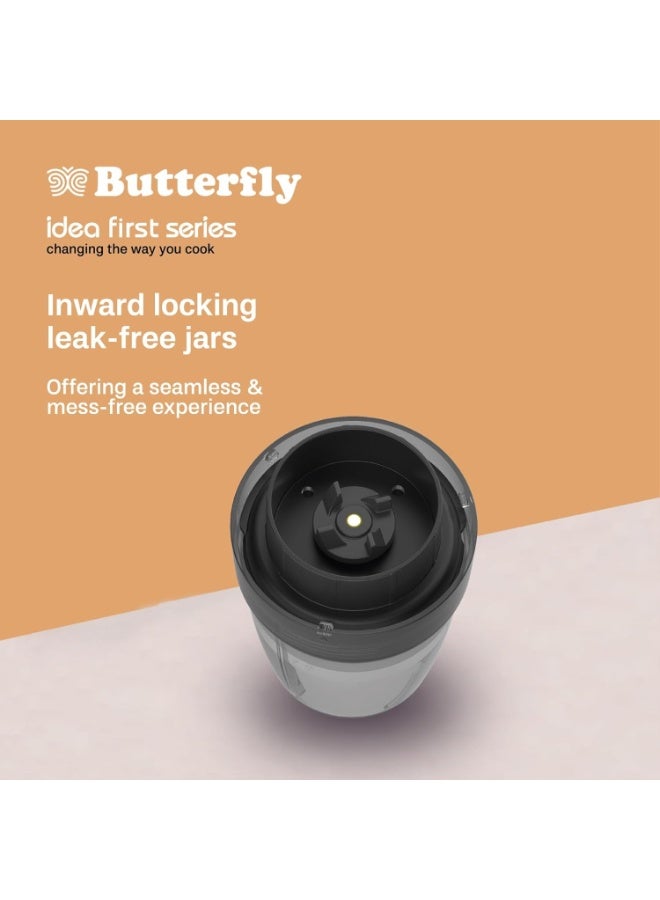 Butterfly Pestle Pro Blend Mixer Grinder | Smoothie Maker with 2 Tinted Inward Locking Jars | Inbuilt SS Base | 2-Leaf & 4-Leaf Blades | Easy Sip & Store Lids | 400W - Image 4