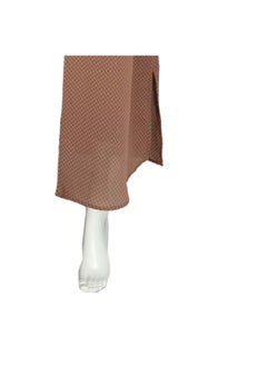Sana'a Kayum Fawn Checkered Classic Front Open Dolman Sleeve Abaya By Sanaa Kayum  - Image 4