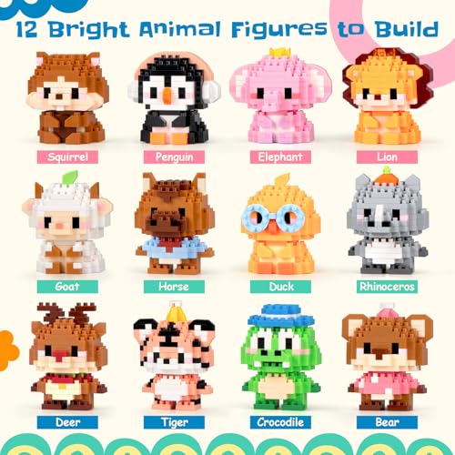 IBLOTIME Party Favors 12 Pack Micro Animal Building Sets Punch Box Surprise Mini Builds Small Party Favors for Birthday and Christmas Ages 14 - Image 5