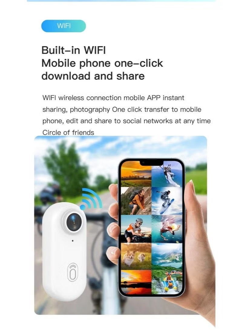 4K Ultra HD WiFi Action Camera - Tiny Thumb Size (1.25oz), Magnetic & Wearable Body Cam with 360° Clip, 131ft Waterproof (IPX8), 120-Min Battery Life, Hands-Free POV Vlogging for Cycling, Motorcycle, Diving & Sports – Supports 256GB TF Card, Loop Recording, H.265 Codec, Real-Time Viewing – Your Ultimate Adventure Companion! - Image 4