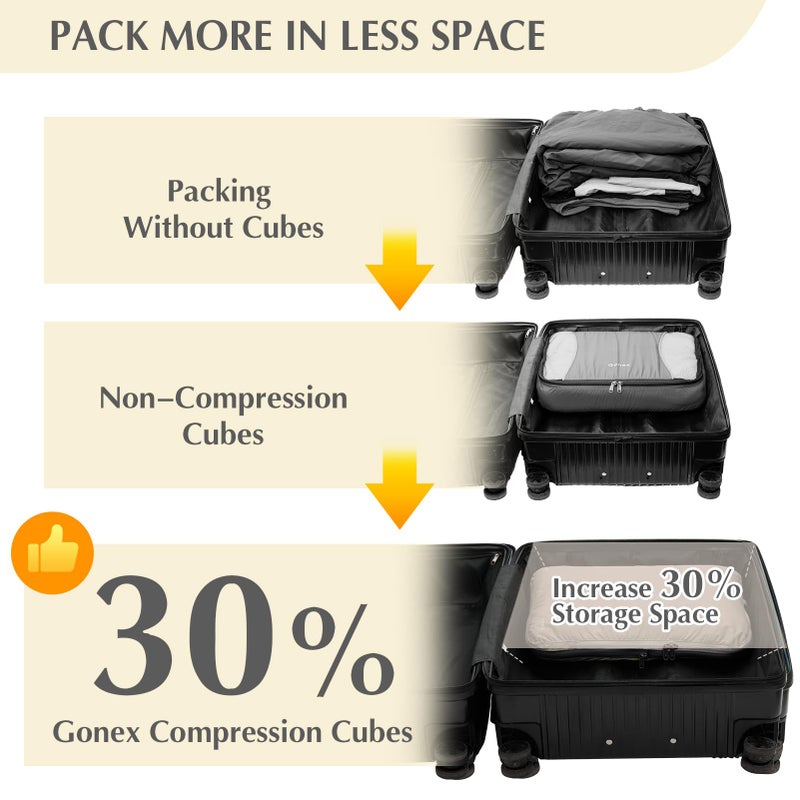 Gonex أكياس تعبئة ضغط غونيكس، 4 قطع حقائب سفر قابلة للتوسيع منظم الأمتعة (4 قطع كريمي) - Image 3