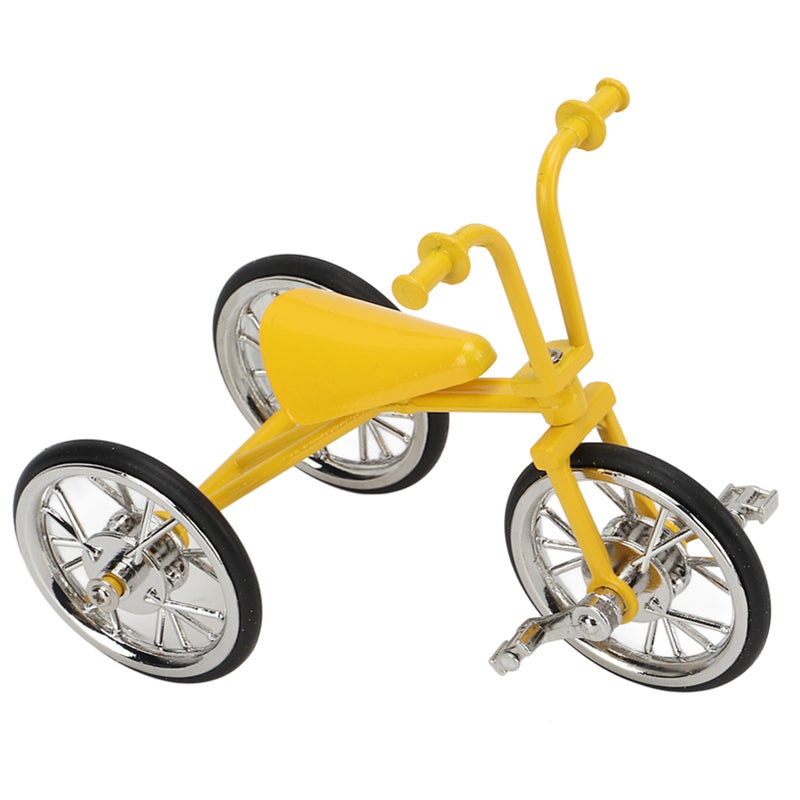Toy Tricycle Model 3D Car Model Removable Tricycle Ornament Metal Rubber Bike Ornament for Any Age for Birthday Yellow - Image 3