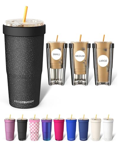 Frost Buddy Togo Buddy 30 oz Stainless Steel Vacuum Insulated Tumbler To Go Coffee Cup Iced Coffee Cups Iced Coffee Sleeve Travel Mug Thermal Cup for Hot Cold Drinks Dunkin Cup Dark Glitz - Image 1