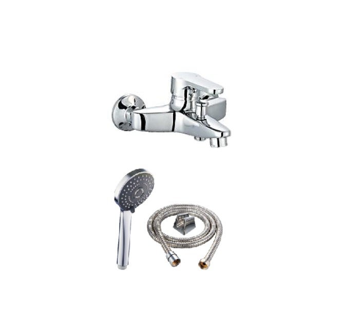 Oceanic Bath Mixer Set – Chrome Finish Brass Body Wall Mounted Bathroom Faucet, Hot & Cold Mixer Tap
