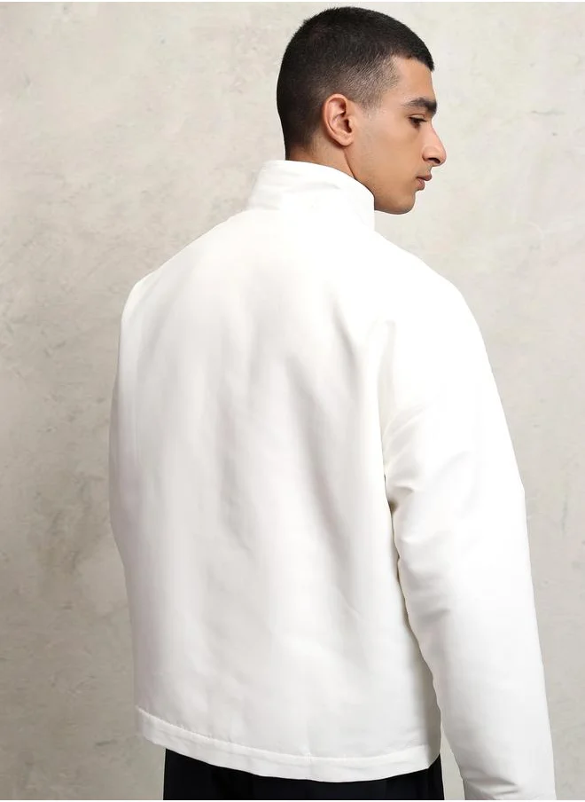 Ketch Solid Concealed Placket High Neck Jacket by Styli