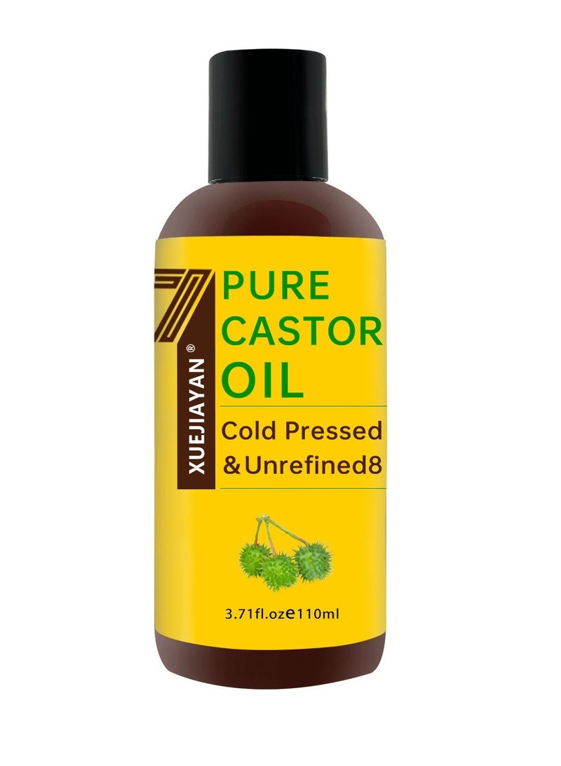 Pure Cold Pressed Castor Oil -  3.71 fl oz  - Unrefined & Hexane Free - 100% Pure Castor Oil for Hair Growth, Thicker Eyelashes & Eyebrows, Dry Skin, Healing, Hair Care, Joint and Muscle Pain1 - Image 1