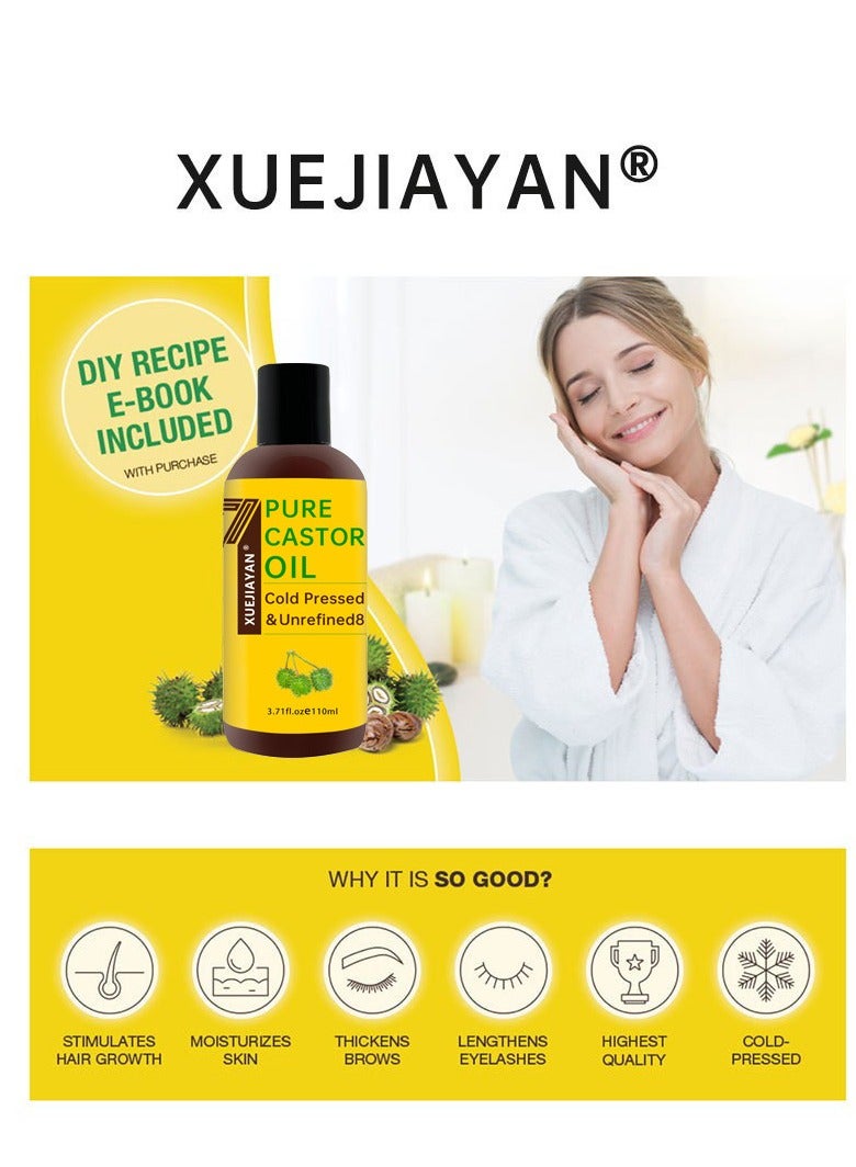 Pure Cold Pressed Castor Oil -  3.71 fl oz  - Unrefined & Hexane Free - 100% Pure Castor Oil for Hair Growth, Thicker Eyelashes & Eyebrows, Dry Skin, Healing, Hair Care, Joint and Muscle Pain1 - Image 4