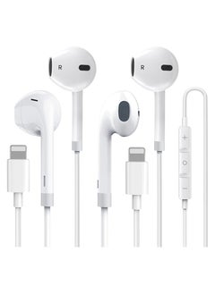 Earphone Wired High Quality For iPhone Built-in Microphone and Volume Control Compatible with iPhone 7/8/X/11/12/13/14/Pro/Pro Max,Support All iOS System,White，2 Pack