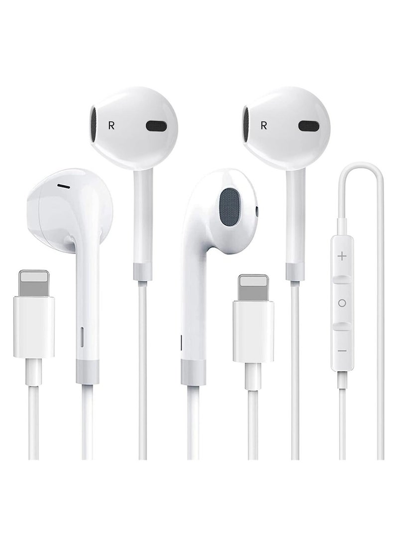 General - Earphone Wired High Quality For iPhone Built-in Microphone and Volume Control Compatible with iPhone 7/8/X/11/12/13/14/Pro/Pro Max,Support All iOS System,White，2 Pack - Image 1
