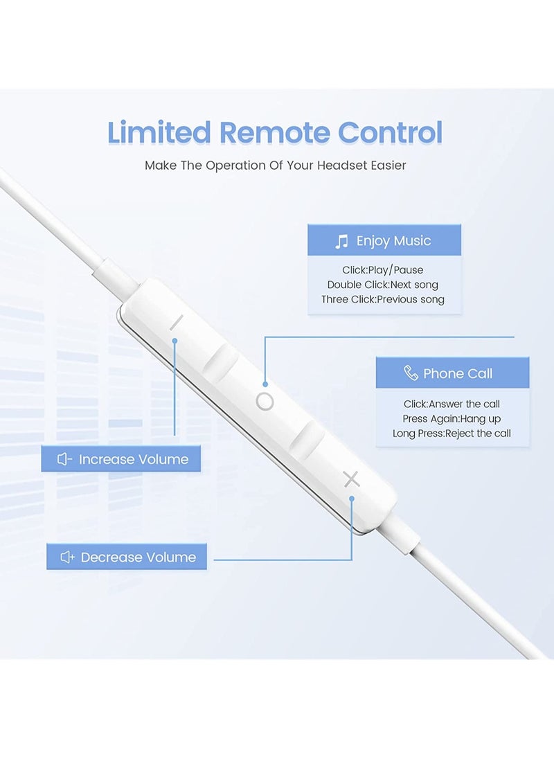General - Earphone Wired High Quality For iPhone Built-in Microphone and Volume Control Compatible with iPhone 7/8/X/11/12/13/14/Pro/Pro Max,Support All iOS System,White，2 Pack - Image 1