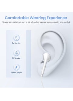 General Earphone Wired High Quality For iPhone Built-in Microphone and Volume Control Compatible with iPhone 7/8/X/11/12/13/14/Pro/Pro Max,Support All iOS System,White，2 Pack  - Image 4