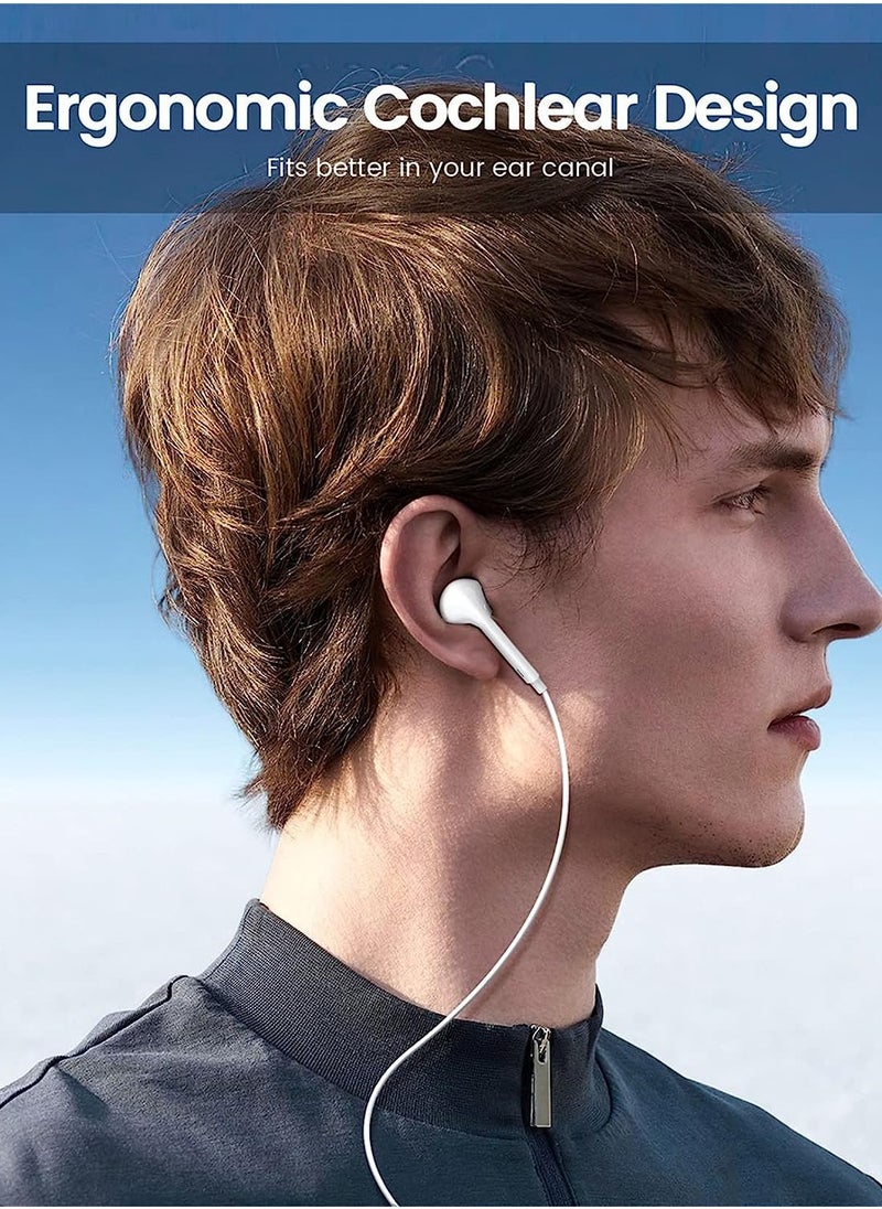 General - Earphone Wired High Quality For iPhone Built-in Microphone and Volume Control Compatible with iPhone 7/8/X/11/12/13/14/Pro/Pro Max,Support All iOS System,White，2 Pack - Image 1