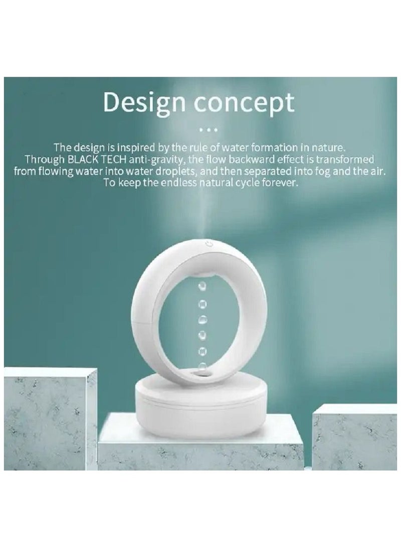 Anti-Gravity Water Drop Humidifier: Ultrasonic Cool Mist with LED Clock, Silent Operation, and Night Light - Perfect for Bedroom or Office Spaces