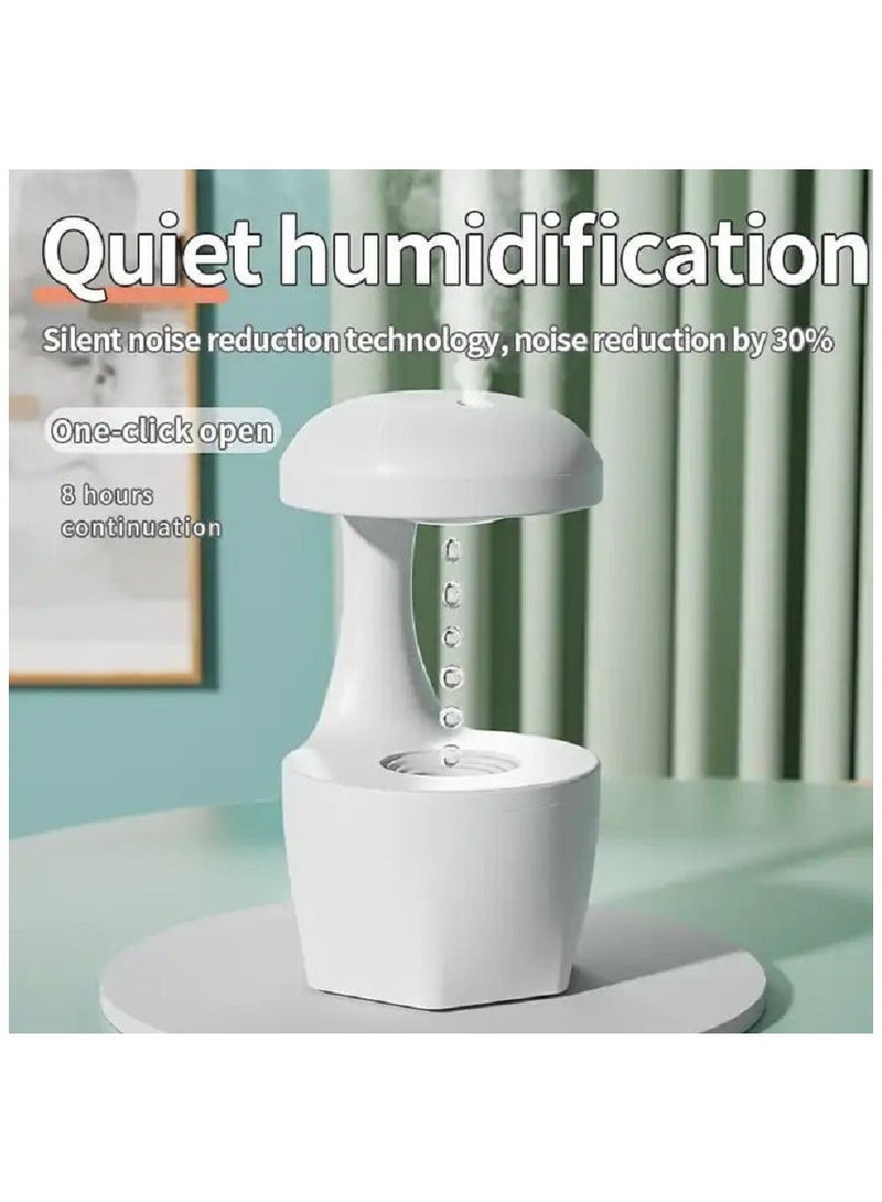 Anti-Gravity Water Drop Humidifier: Ultrasonic Cool Mist with LED Clock, Silent Operation, and Night Light - Perfect for Bedroom or Office Spaces