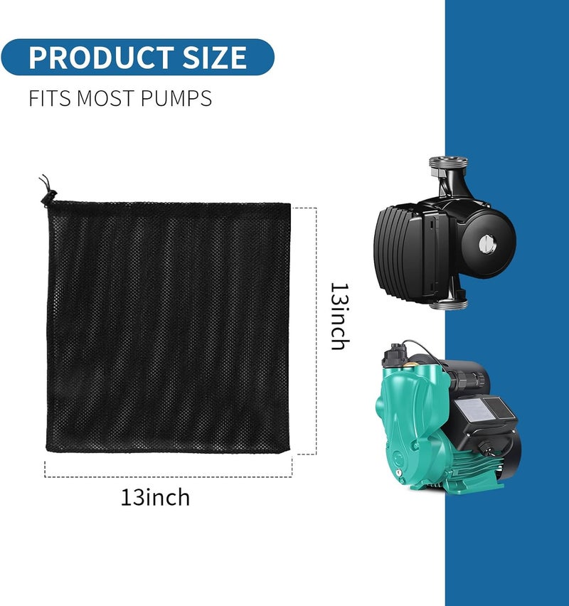 YMPEKA 2Pack Pump Barrier Bag 13"x 13" Pond Pump Filter Bag, Black Media, Nylon Mesh Bag for Pond Biological Filters pond & Submersible Outdoor - Image 2