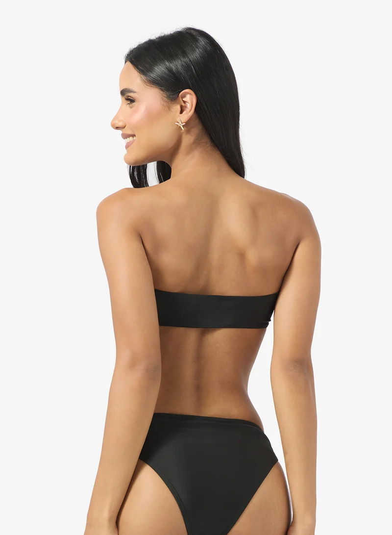 Ginger 3Pc Bandeau Bikini Set &amp; Skirt With Metal Accent
