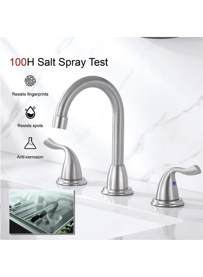 RKF Bathroom Faucets for Sink 3 Hole Brushed Nickel 8 inch Widespread Bath Sink Faucet with Drain Double Lever Handle Vanity Basin Mixer Tap with Hose&Deck RKF03011 - Image 4