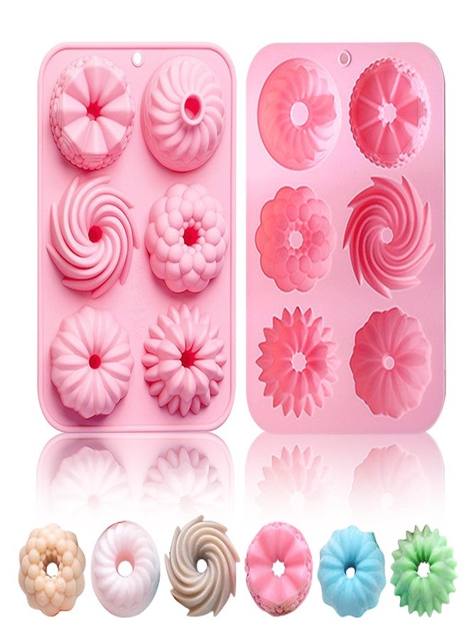Ysqool Mini Cake Pan, Silicone Fluted Tube Cake Pans, 6-Cavity Nonstick Silicone Baking Mold for Cupcakes, Chocolates, Donuts, Cornbread, Brownies, Jello Making - Image 1