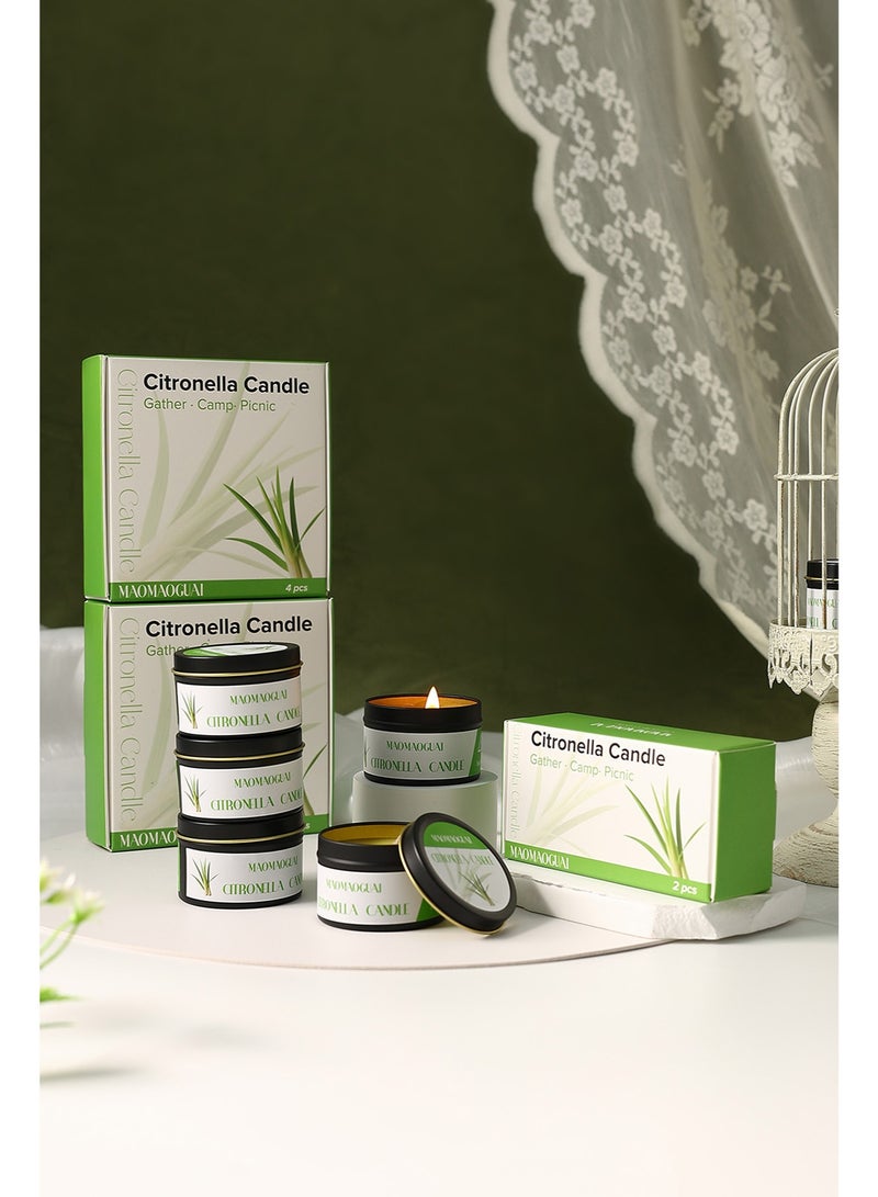 شموع السترونيلا الخارجية، شموعتان من شمع الصويا برائحة عشبة الليمون، 2.5 أونصة، علبة سفر محمولة، مجموعة هدايا شموع معطرة برائحة السترونيلا للاستخدام الخارجي في الفناء والحديقة والتخييم - Image 5