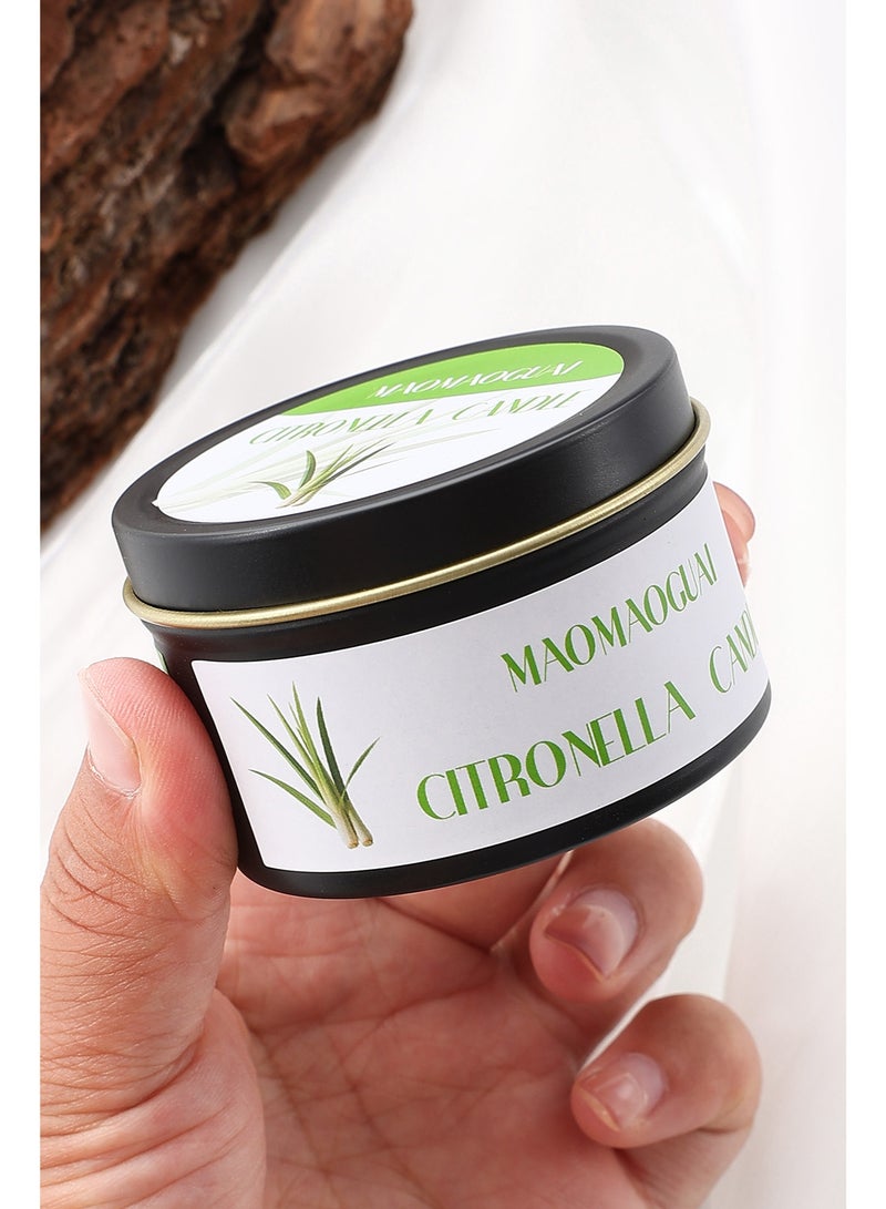 شموع السترونيلا الخارجية، شموعتان من شمع الصويا برائحة عشبة الليمون، 2.5 أونصة، علبة سفر محمولة، مجموعة هدايا شموع معطرة برائحة السترونيلا للاستخدام الخارجي في الفناء والحديقة والتخييم - Image 2