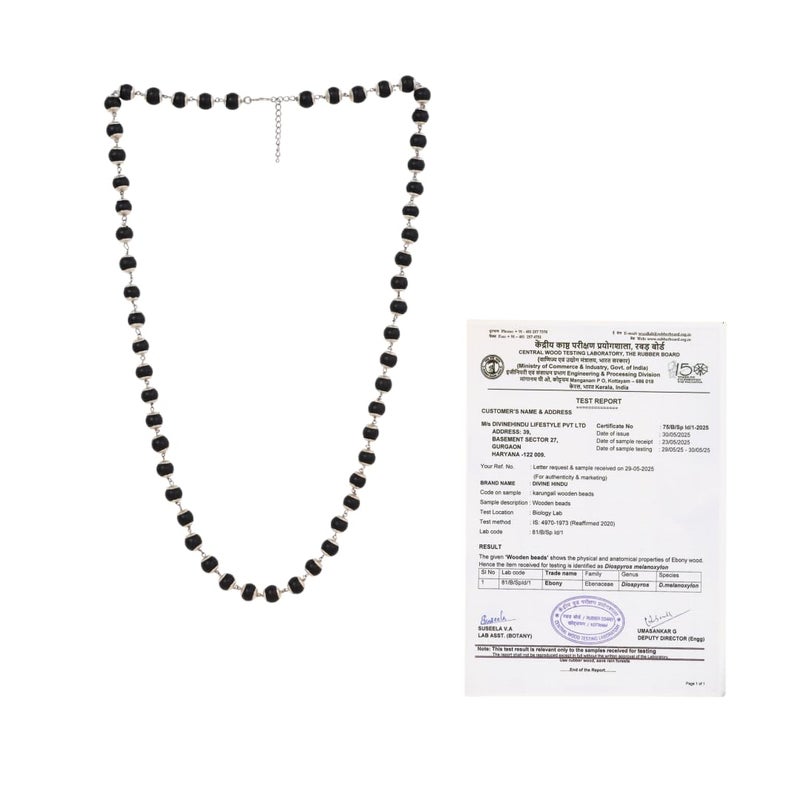 Divine Hindu Karungali Malai with Silver Color Cap Design | Original Ebony Wood Beads | Meditation, Daily Use, Gifting, Pooja | For Men & Women | Certified Jaap Mala - Image 1