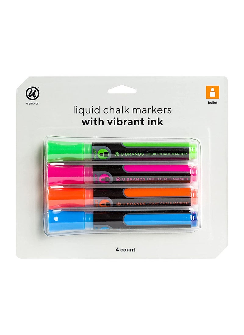 U Brands U Brands Liquid Chalk Dry Erase Markers Bullet Tip Multi Bright Colors Pack of 4  - Image 1