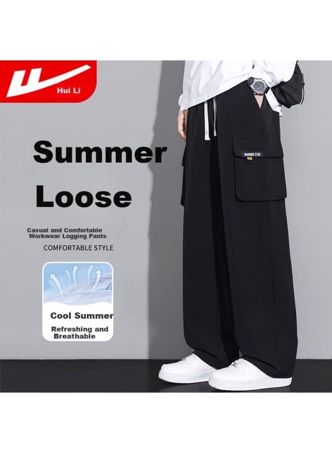 Pull Back Warrior Casual Pants Men Summer Thin Loose Workwear Outdoor All-match Breathable Sports Pants Men Black L - Image 1