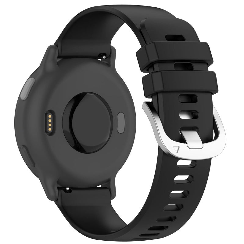 Disscool 20mm Silicone Replacement Strap Compatible with Garmin Approach S50/D2 Air X10/Bounce/Vivoactive 5 – Quick Release Wristband (Black) - Image 1