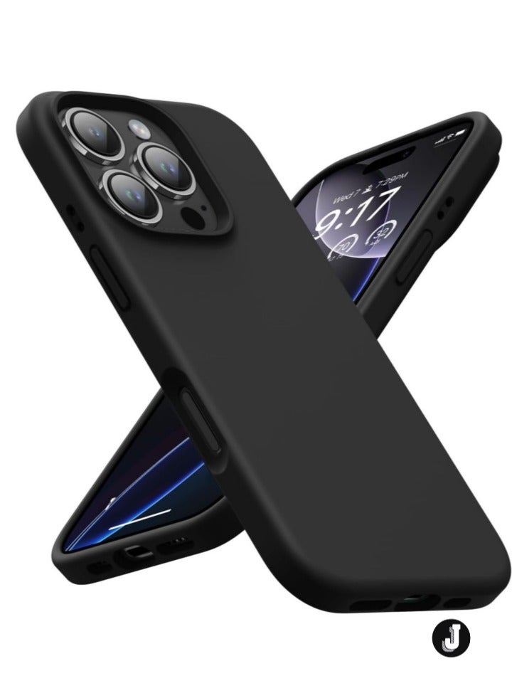 JAJEEK "Premium Soft Liquid Silicone Case for iPhone 16 Pro – Silky Soft Touch Full-Body Protective Bumper (Black)" - Image 1