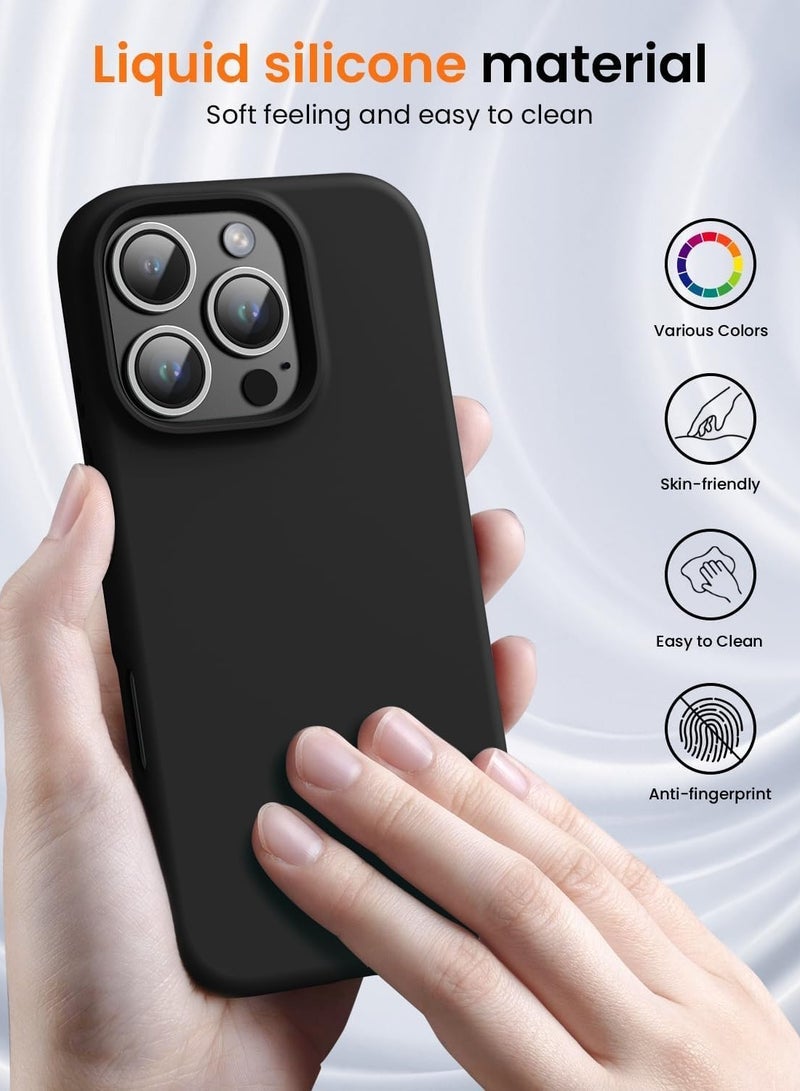 JAJEEK "Premium Soft Liquid Silicone Case for iPhone 16 Pro – Silky Soft Touch Full-Body Protective Bumper (Black)" - Image 3