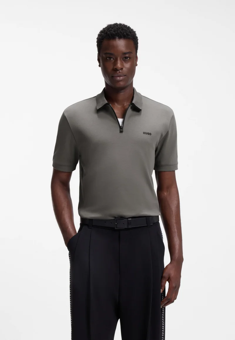 HUGO Cotton-piqué polo shirt with contrast logo
