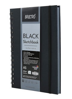 BRUSTRO Brustro Black Sketchbook | A5, 200GSM | 40 Sheets/80 Pages | Wiro Bound, Spiral, Premium, Acid-Free Paper, Professional-Grade, Ideal for Dry Media, Mandala Art, Graphite, Charcoal, School, Office use  - Image 3