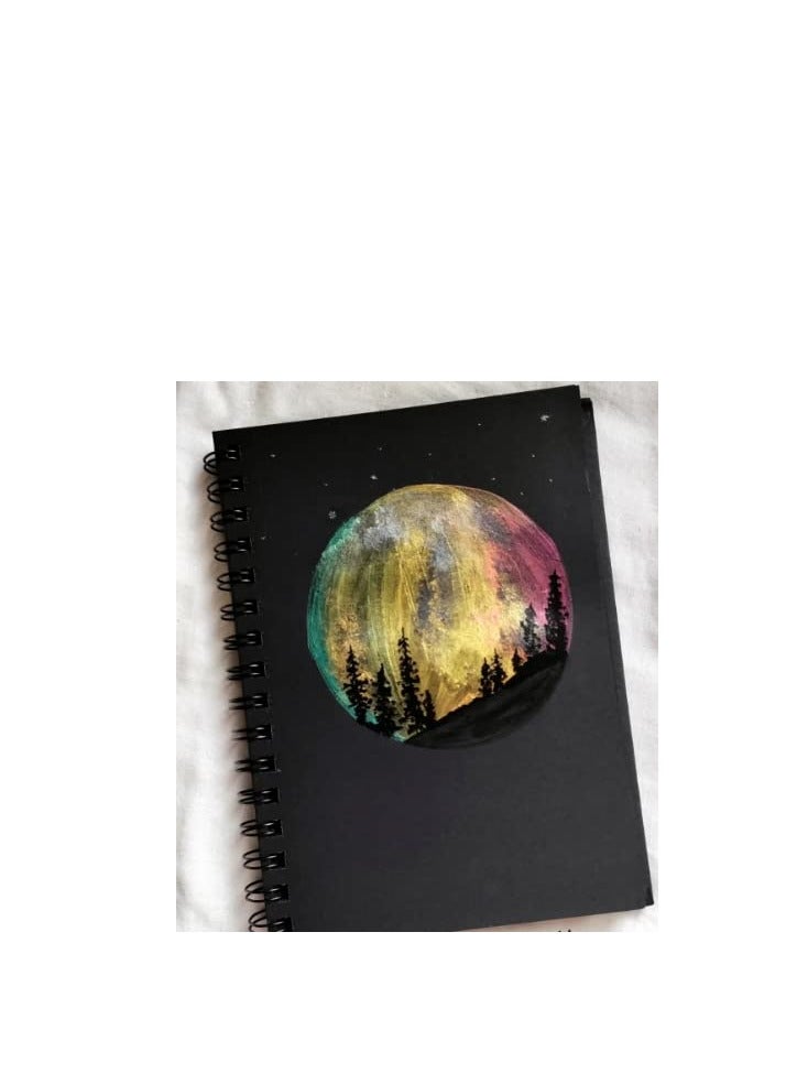 Brustro Black Sketchbook | A5, 200GSM | 40 Sheets/80 Pages | Wiro Bound, Spiral, Premium, Acid-Free Paper, Professional-Grade, Ideal for Dry Media, Mandala Art, Graphite, Charcoal, School, Office use