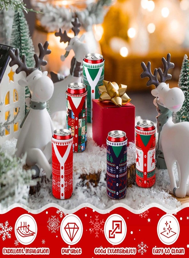 ماكس تشيك مجموعة ماكس تشيك المكونة من 16 قطعة من أغطية تبريد علب البيرة بتصميم سترة عيد الميلاد القبيحة، مصنوعة من النيوبرين المعزول، سعة 12 أونصة، قابلة لإعادة الاستخدام، مثالية لتزيين حفلات عيد الميلاد (سترة). - Image 4