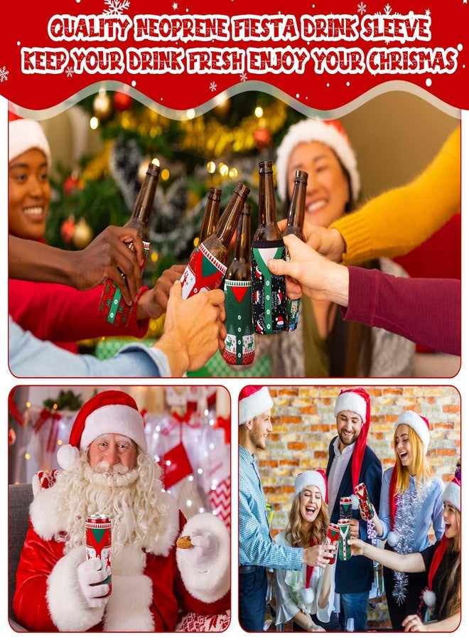 ماكس تشيك مجموعة ماكس تشيك المكونة من 16 قطعة من أغطية تبريد علب البيرة بتصميم سترة عيد الميلاد القبيحة، مصنوعة من النيوبرين المعزول، سعة 12 أونصة، قابلة لإعادة الاستخدام، مثالية لتزيين حفلات عيد الميلاد (سترة). - Image 5