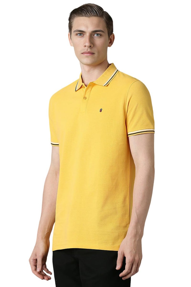 Louis Philippe Men's Cotton Solid Slim Fit T Shirt (Lykpcslpa79282_Yellow) - Image 2