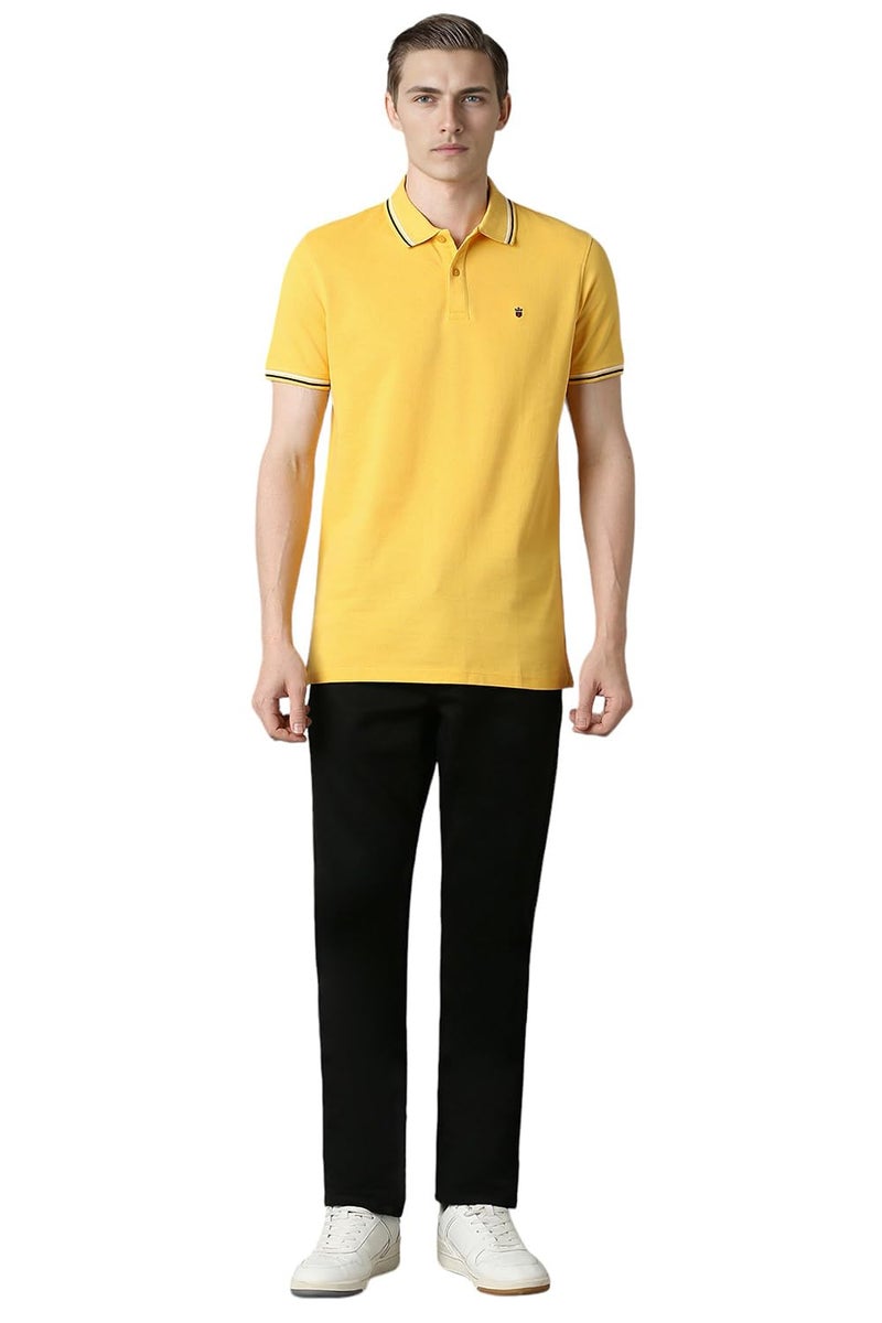 Louis Philippe Men's Cotton Solid Slim Fit T Shirt (Lykpcslpa79282_Yellow) - Image 5