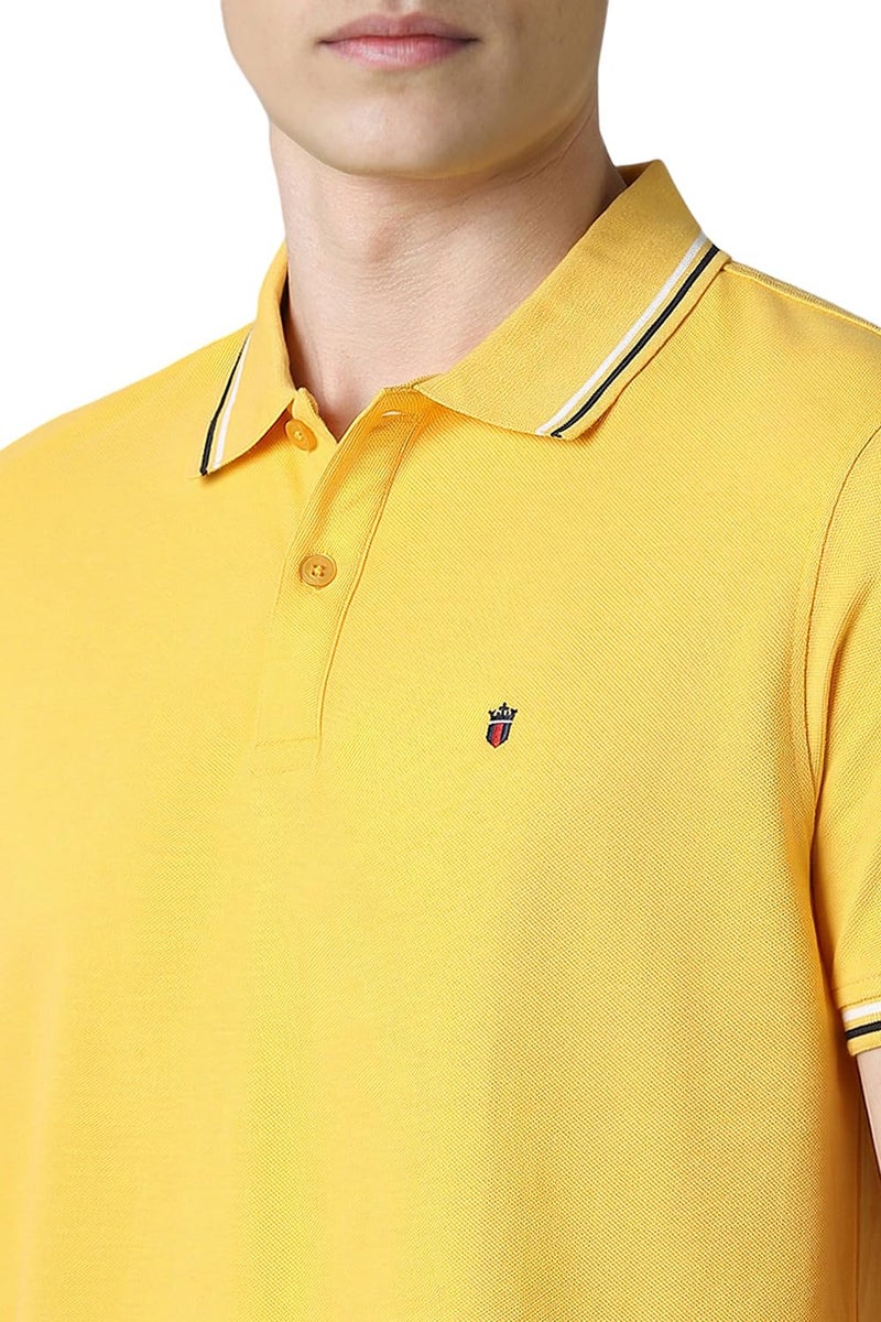 Louis Philippe Men's Cotton Solid Slim Fit T Shirt (Lykpcslpa79282_Yellow) - Image 4