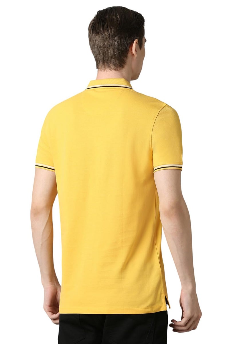 Louis Philippe Men's Cotton Solid Slim Fit T Shirt (Lykpcslpa79282_Yellow) - Image 3