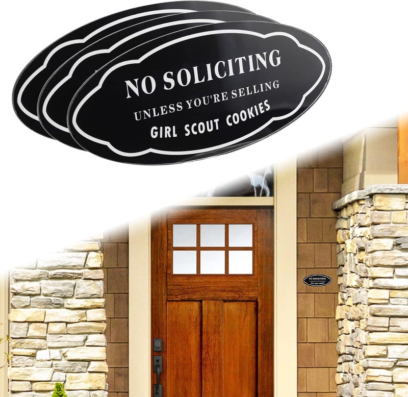 Saganizer 2Pcs 3X7 Acrylic Funny Small No Soliciting Signs Unless You are Selling Girl Scout Cookies Do Not Knock No Solicitor Front Door Yard Signs Weather Resistant-Perfect Size for House Door Business - Image 5