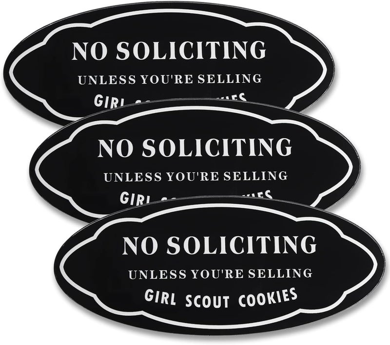 Saganizer 2Pcs 3X7 Acrylic Funny Small No Soliciting Signs Unless You are Selling Girl Scout Cookies Do Not Knock No Solicitor Front Door Yard Signs Weather Resistant-Perfect Size for House Door Business - Image 1
