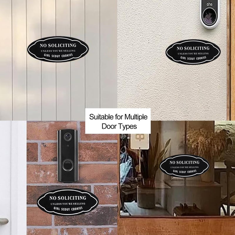 Saganizer 2Pcs 3X7 Acrylic Funny Small No Soliciting Signs Unless You are Selling Girl Scout Cookies Do Not Knock No Solicitor Front Door Yard Signs Weather Resistant-Perfect Size for House Door Business - Image 4
