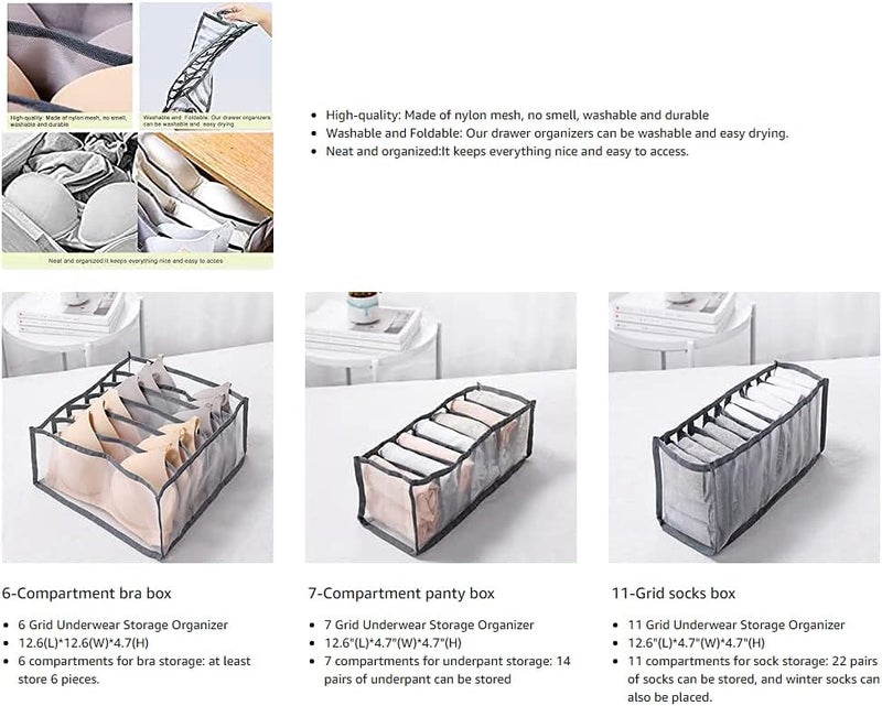 Spaceshoop Folding Bra and Underwear Drawer Organizer Divider 3 Set,Drawer Organisers Dividers Wardrobe Organiser - Image 3