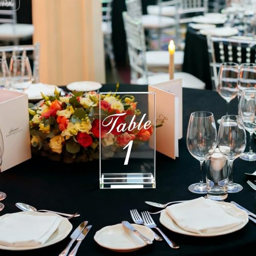 FVIEXE 20PCS Acrylic Wedding Table Numbers 1-20 with Stands, 4x6 inches Clear Table Numbers for Wedding Party Reception Sign Place Number Cards Printed Calligraphy Font for Event Banquet Anniversary - Image 3