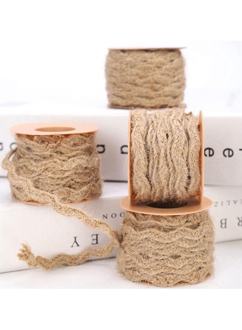 سلة بكرة شريط من الخيش لون بيج بتصميم متعرج للهدايا 5 متر - Image 2