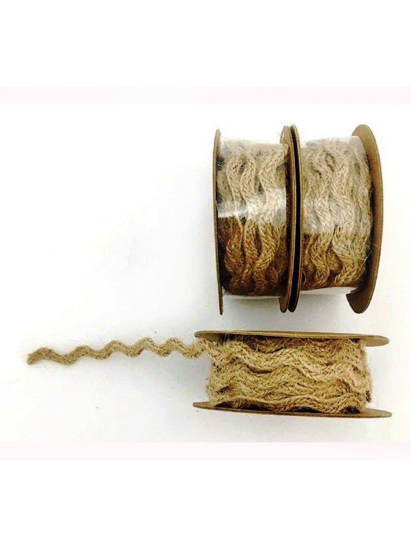 سلة بكرة شريط من الخيش لون بيج بتصميم متعرج للهدايا 5 متر - Image 3