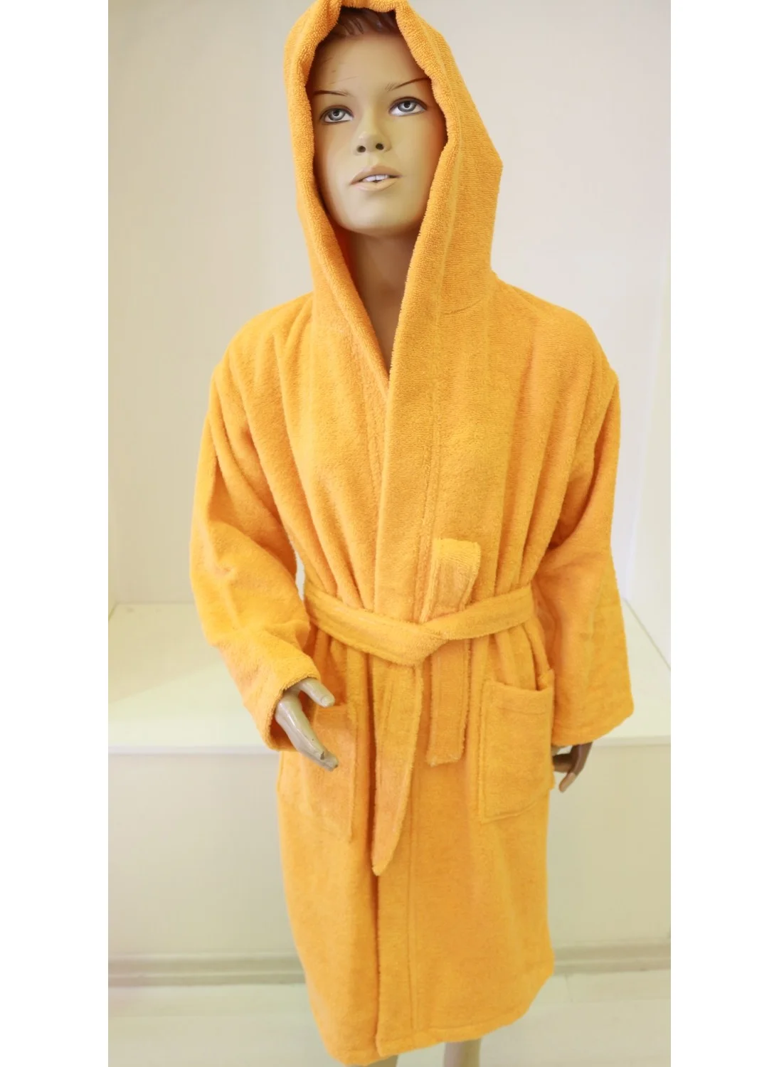 Ender Home Children's Bathrobe Teenager's Bathrobe Boucle Cotton Hooded Bathrobe