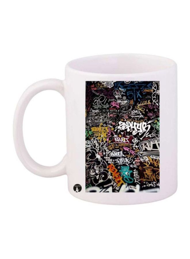 RKN Graffiti Printed Coffee Mug White/Black/Red - Image 2